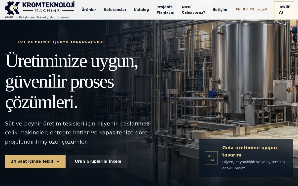 Krom Teknoloji kurumsal web sitesi